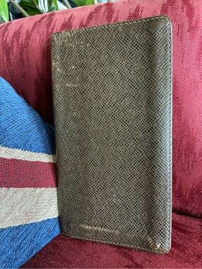 Louis Vuitton Taiga Textured Brazza Long Wallet in Dark Brown